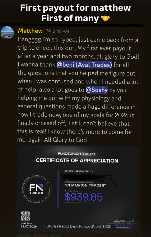 Student testimonial — first payout