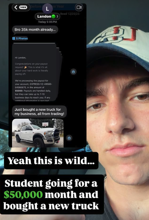 Student testimonial — $35K month, bought a truck