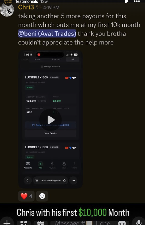 Student testimonial — first $10,000 month
