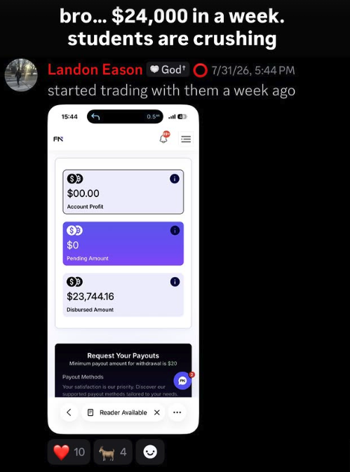 Student testimonial — $24,000 in a week